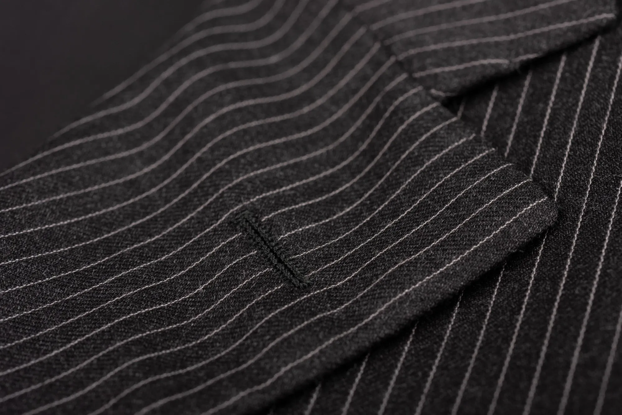 D'AVENZA Roma Handmade Dark Gray Striped Wool Flannel Suit EU 50 NEW US 40