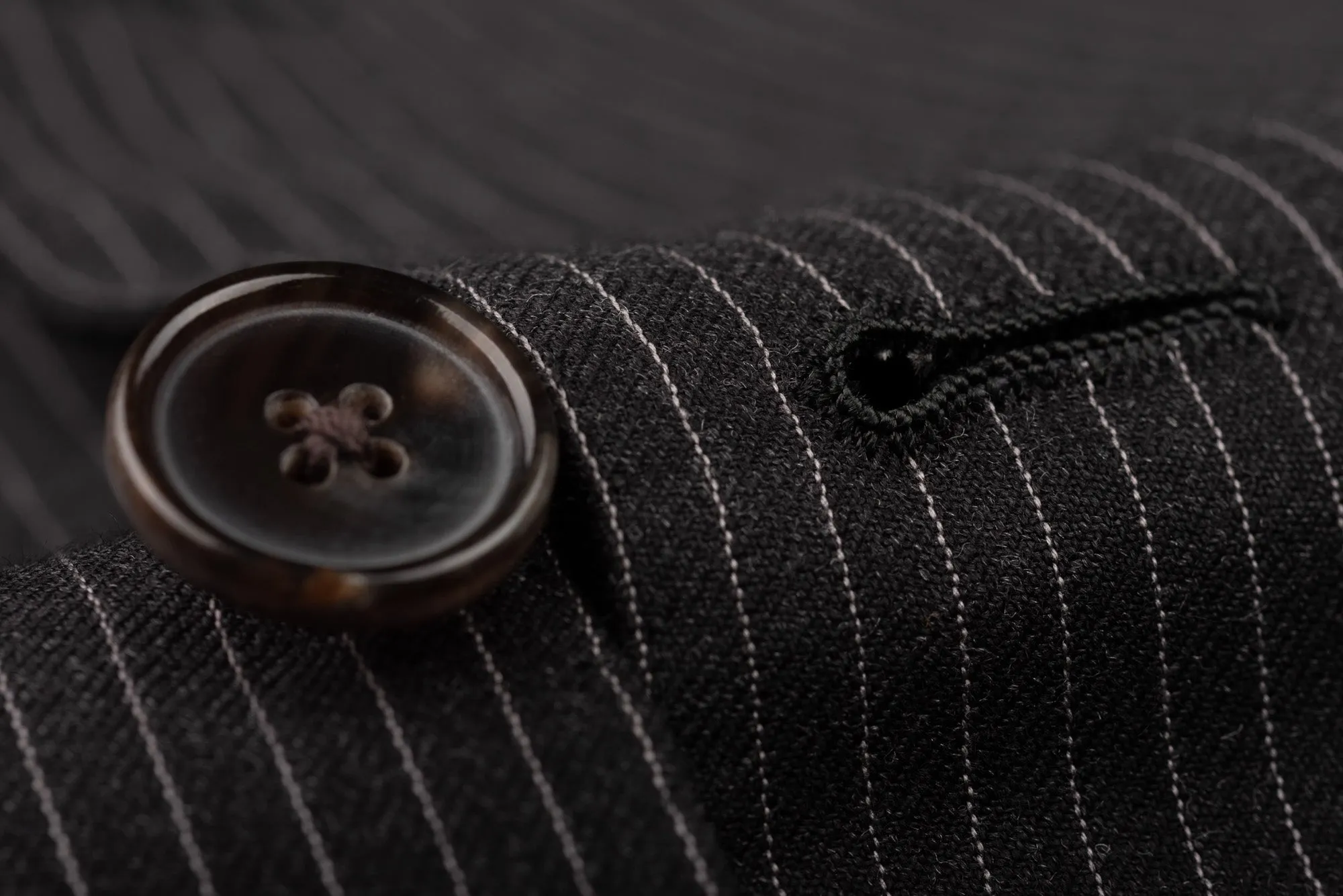 D'AVENZA Roma Handmade Dark Gray Striped Wool Flannel Suit EU 50 NEW US 40