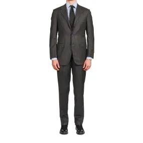 D'AVENZA Roma Handmade Dark Gray Striped Wool Flannel Suit EU 50 NEW US 40