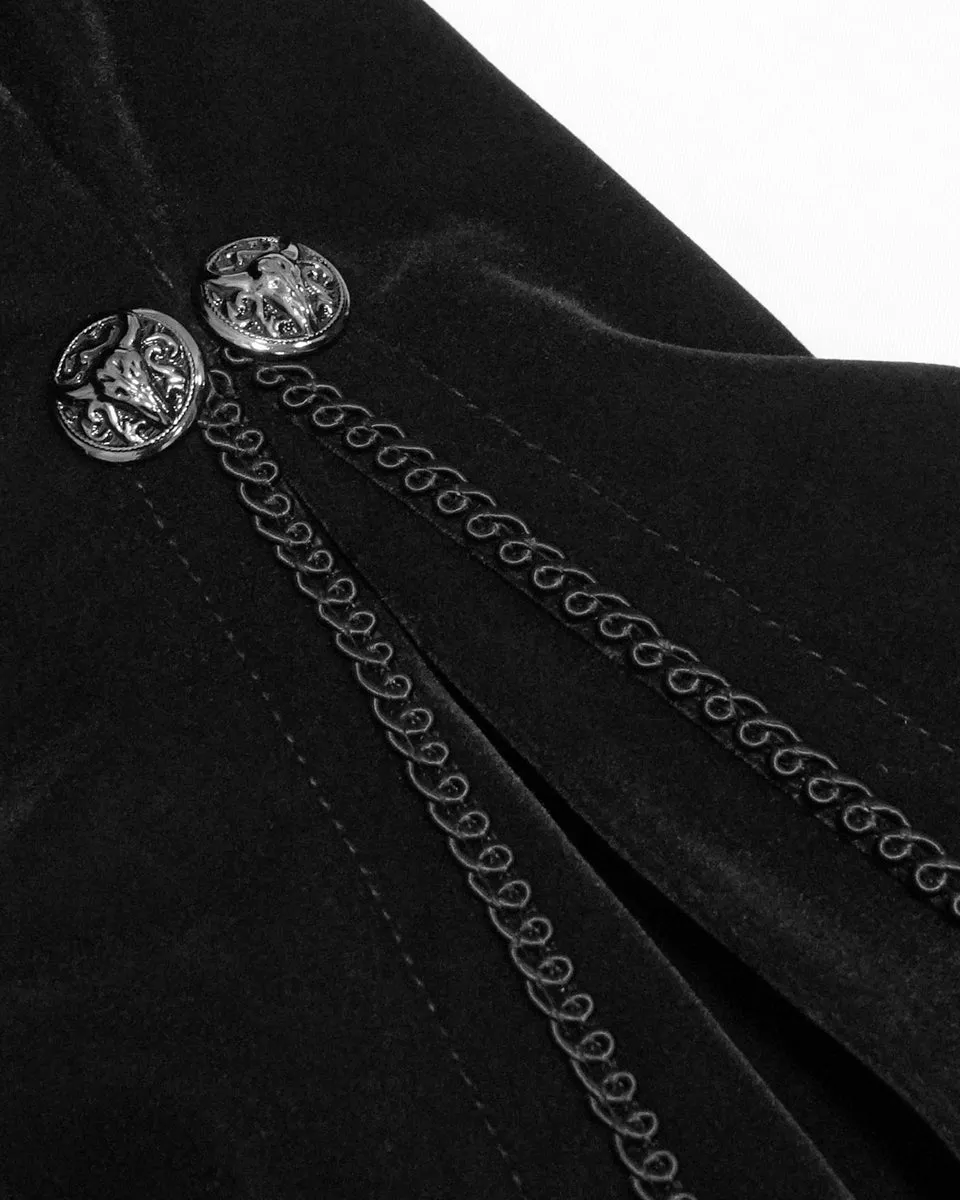 Devil Fashion Death Of Seasons Womens Long Gothic Coat - Black Velvet