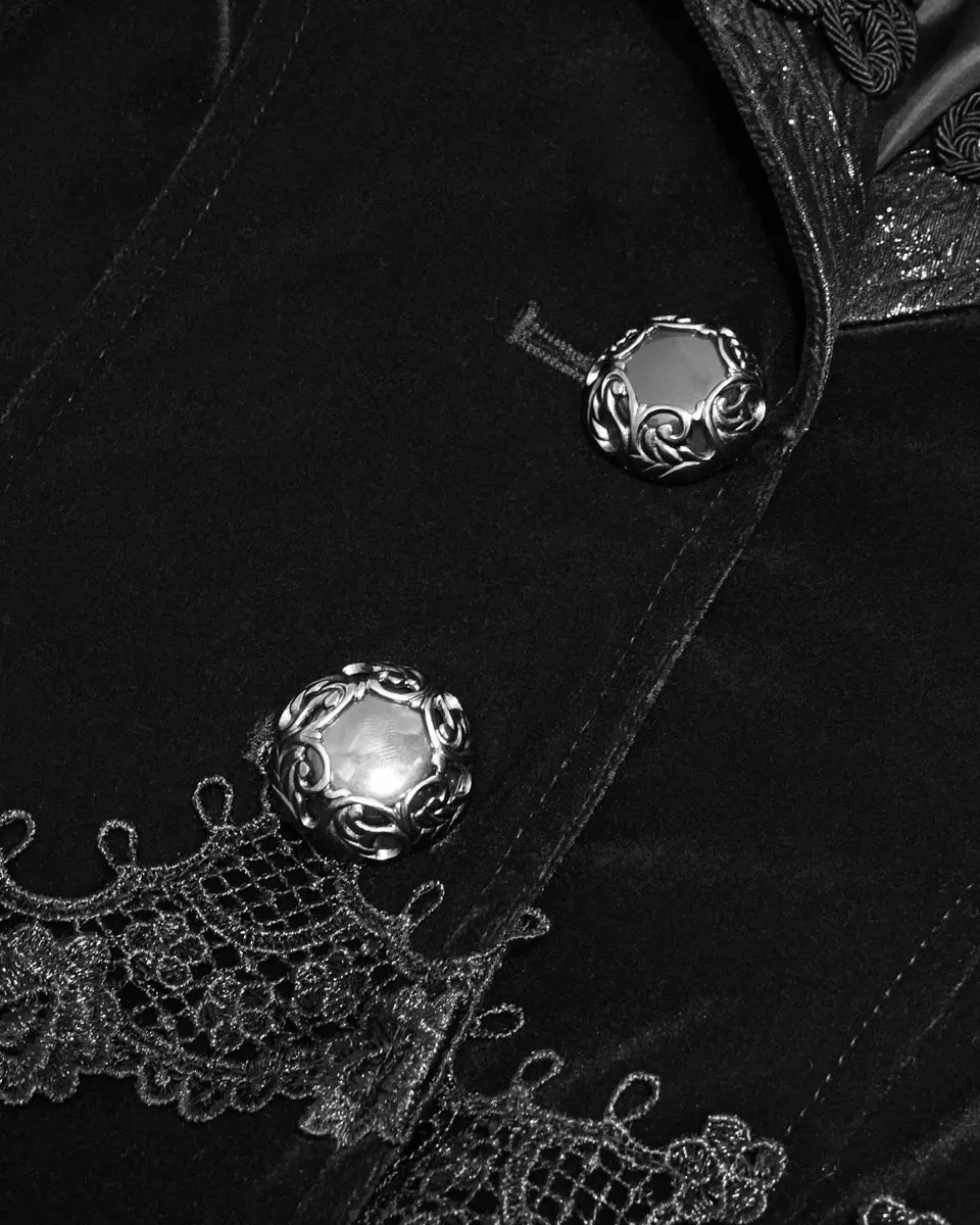 Devil Fashion Death Of Seasons Womens Long Gothic Coat - Black Velvet