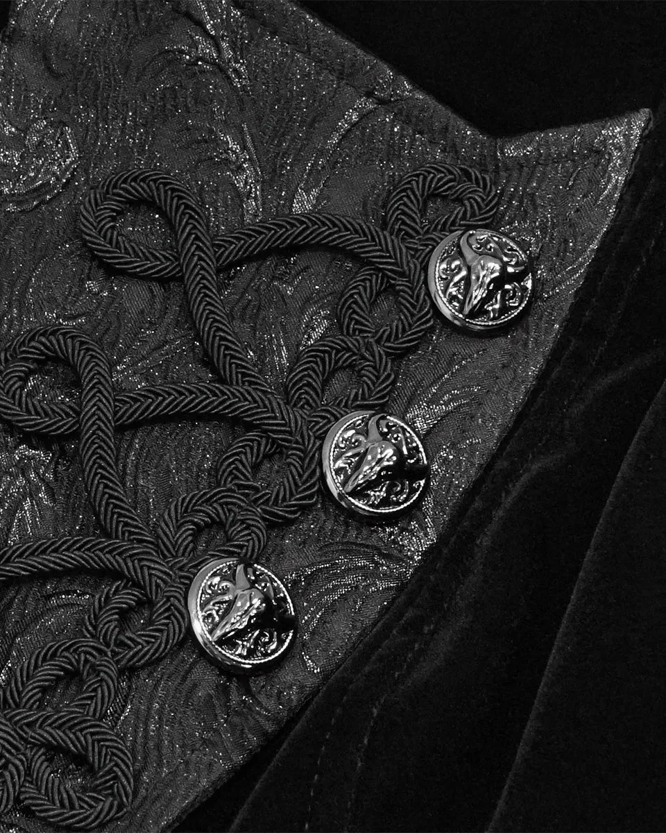 Devil Fashion Death Of Seasons Womens Long Gothic Coat - Black Velvet