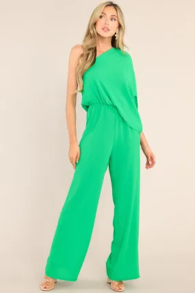Dreaming Of New Green One Shoulder Jumpsuit