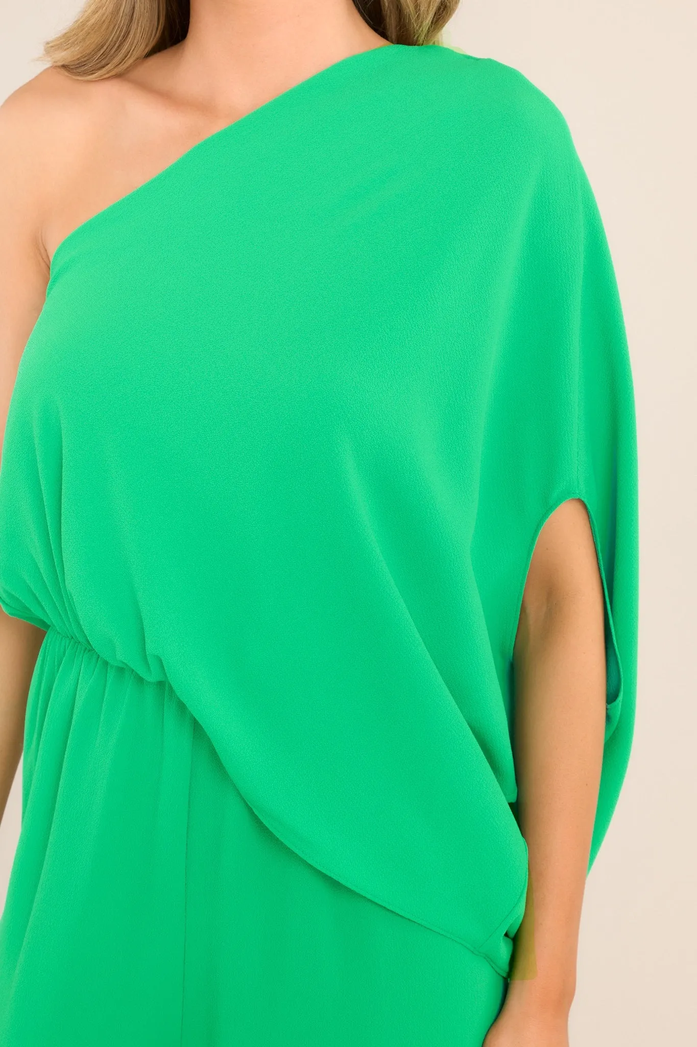 Dreaming Of New Green One Shoulder Jumpsuit