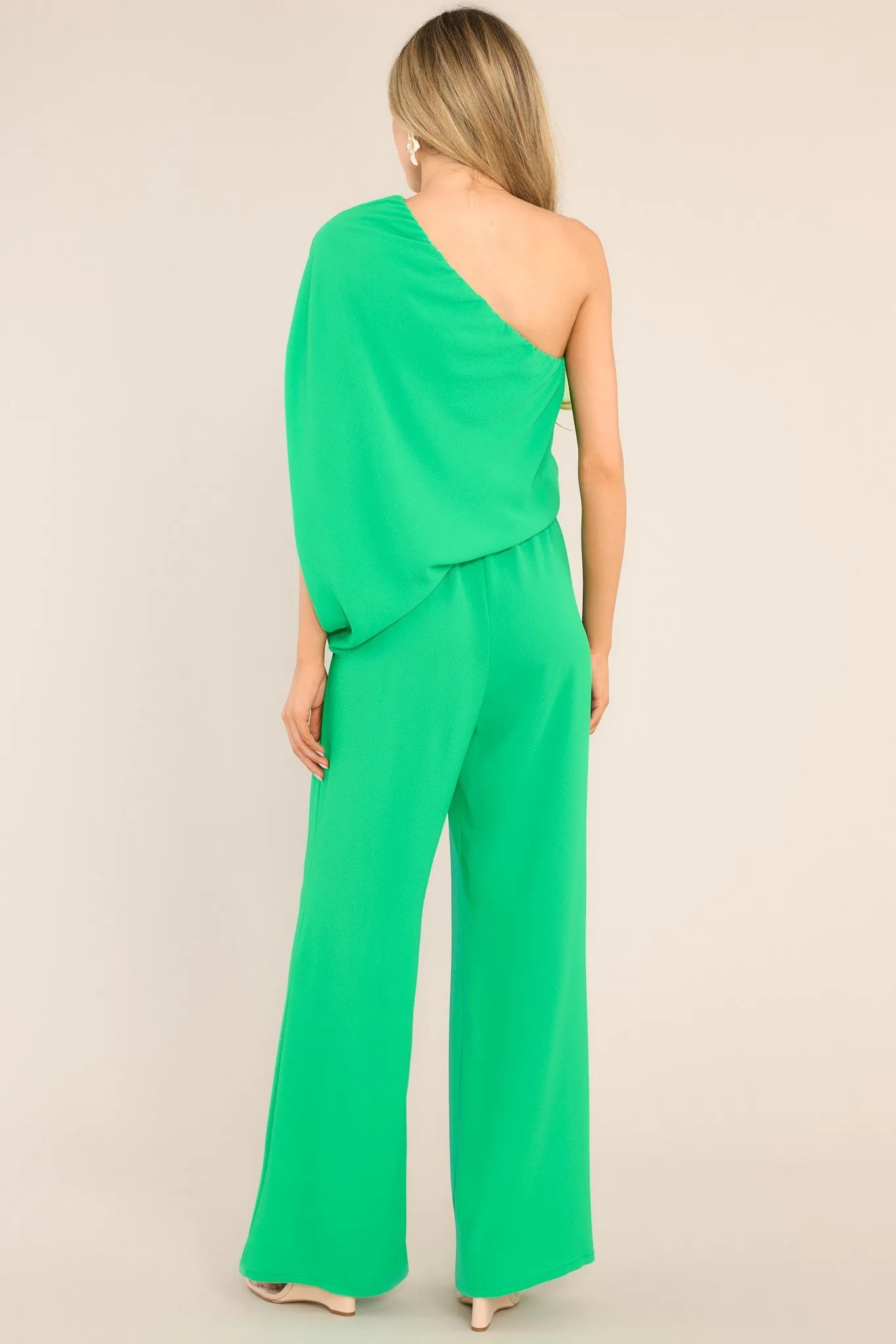 Dreaming Of New Green One Shoulder Jumpsuit