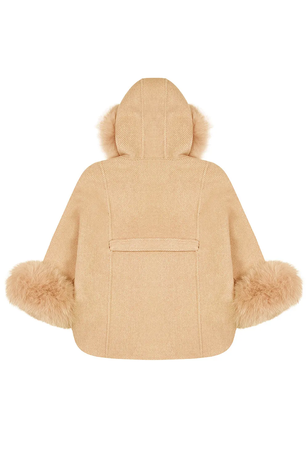 'Elodie' belted cashmere coat with hood  - Camel
