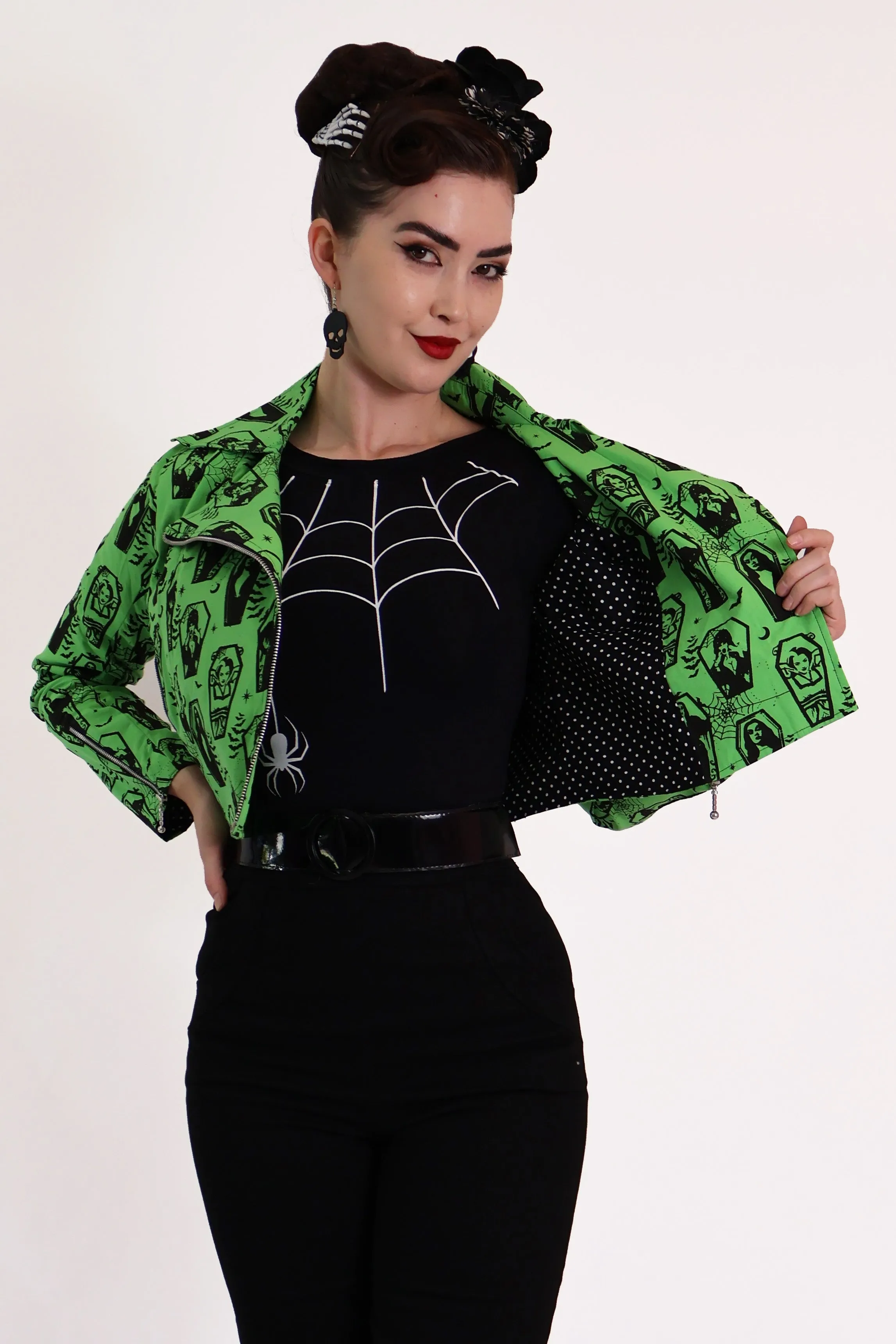 Green Ghoul Gang Biker Jacket