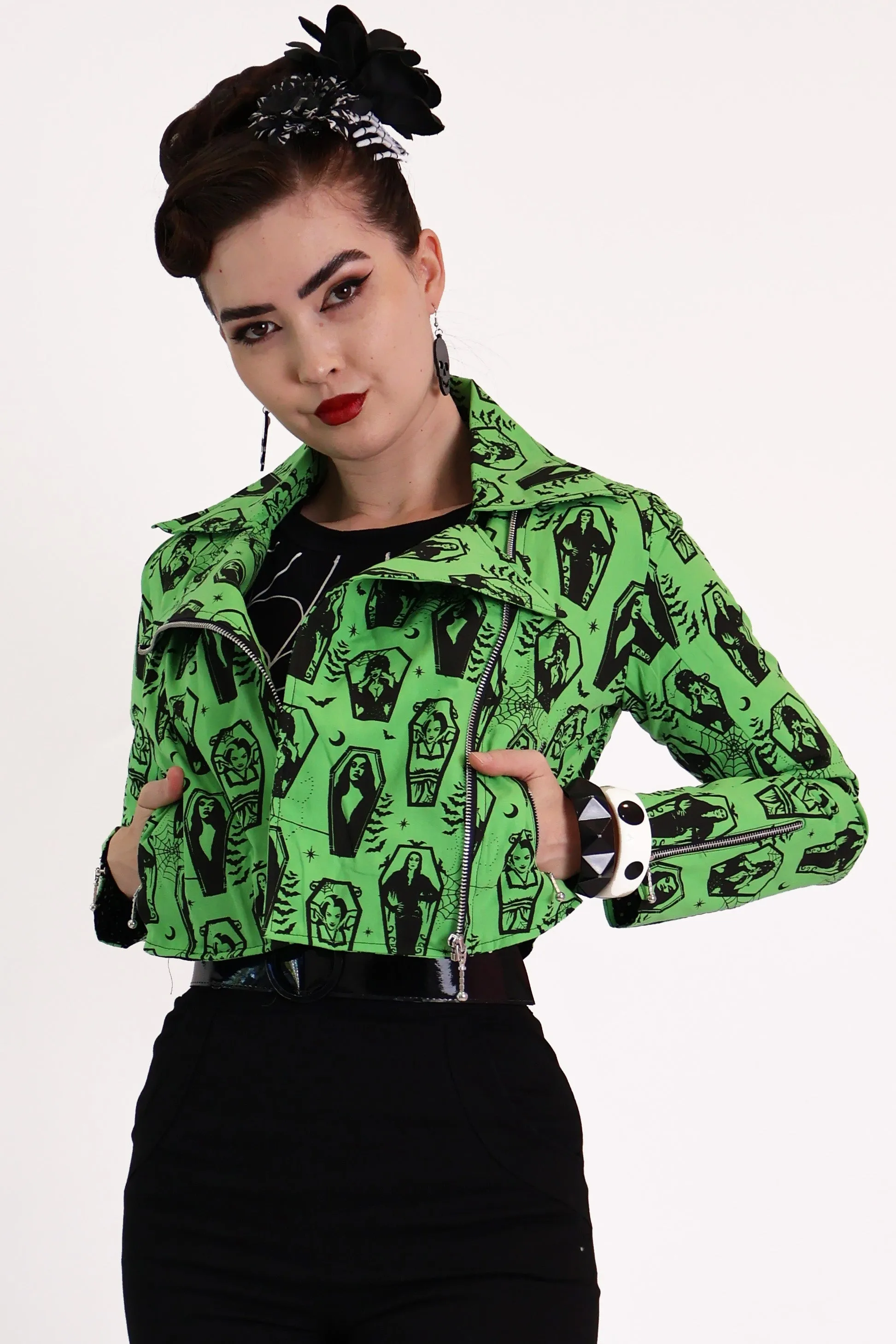 Green Ghoul Gang Biker Jacket