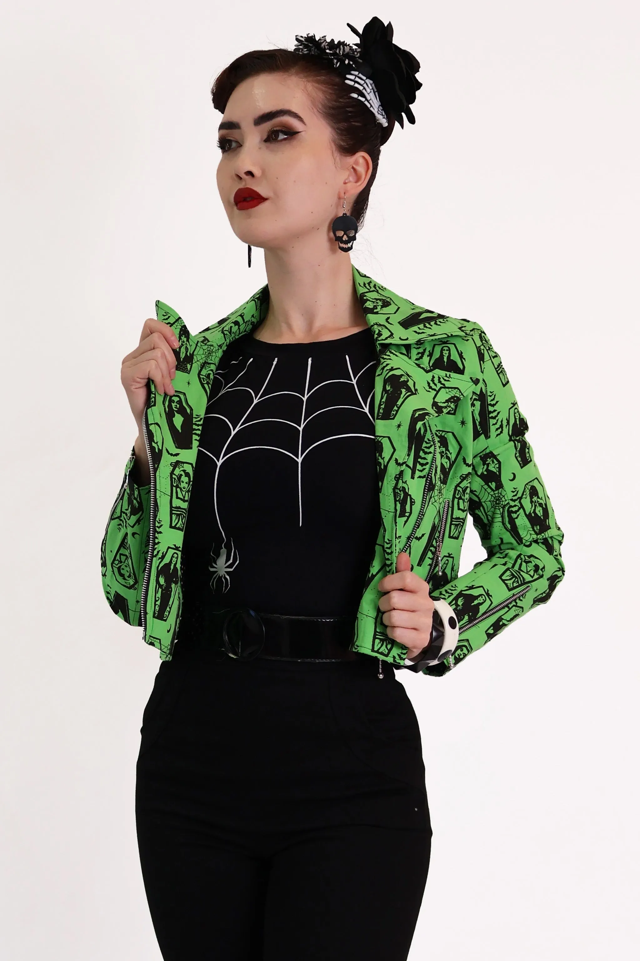 Green Ghoul Gang Biker Jacket