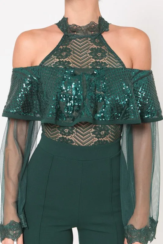 Green Sequins Jumpsuit