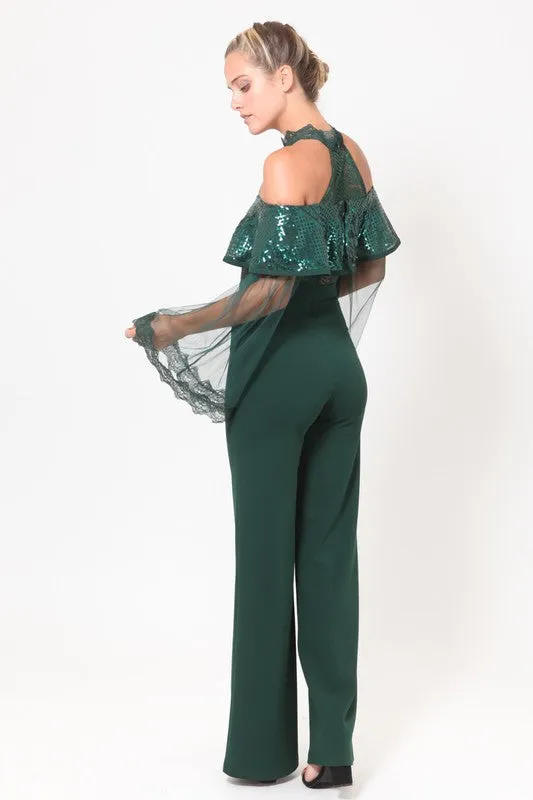 Green Sequins Jumpsuit