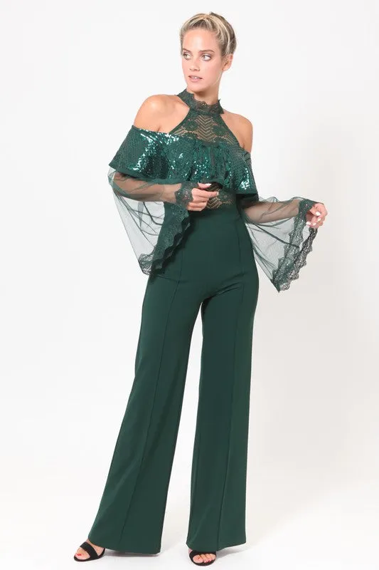 Green Sequins Jumpsuit