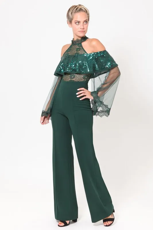 Green Sequins Jumpsuit