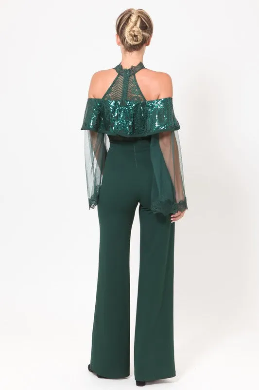 Green Sequins Jumpsuit