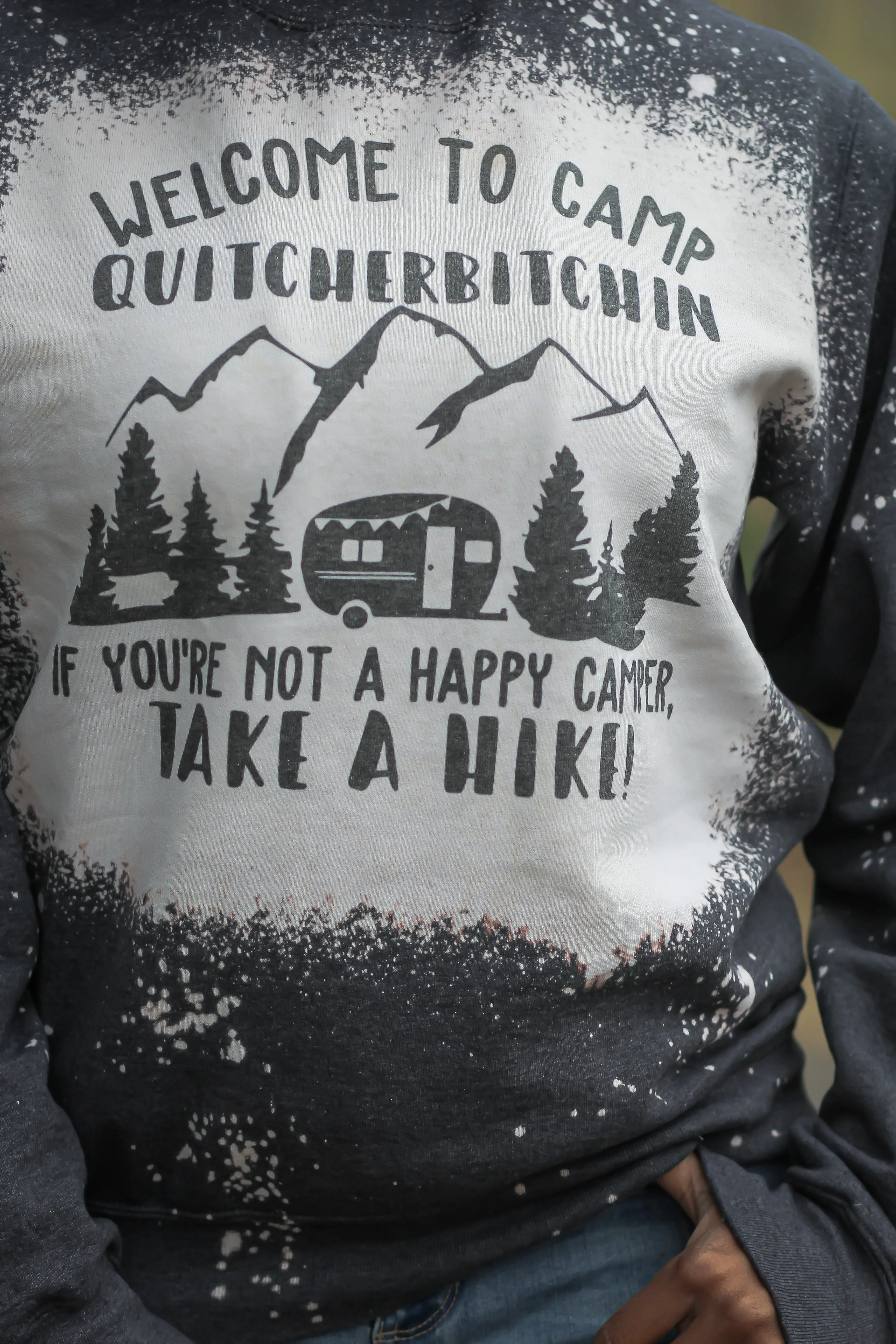 Happy Camper Bleached Graphic Crewneck