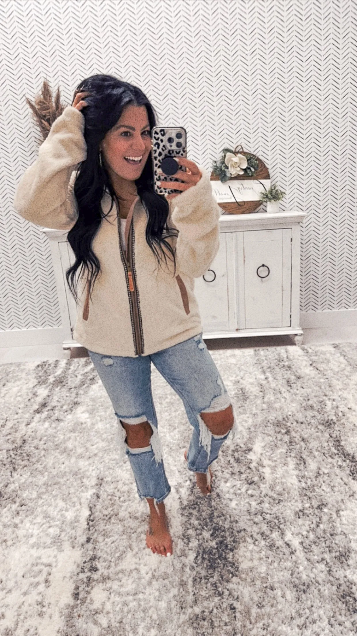 Hem & Thread Willow Cream Sherpa Jacket