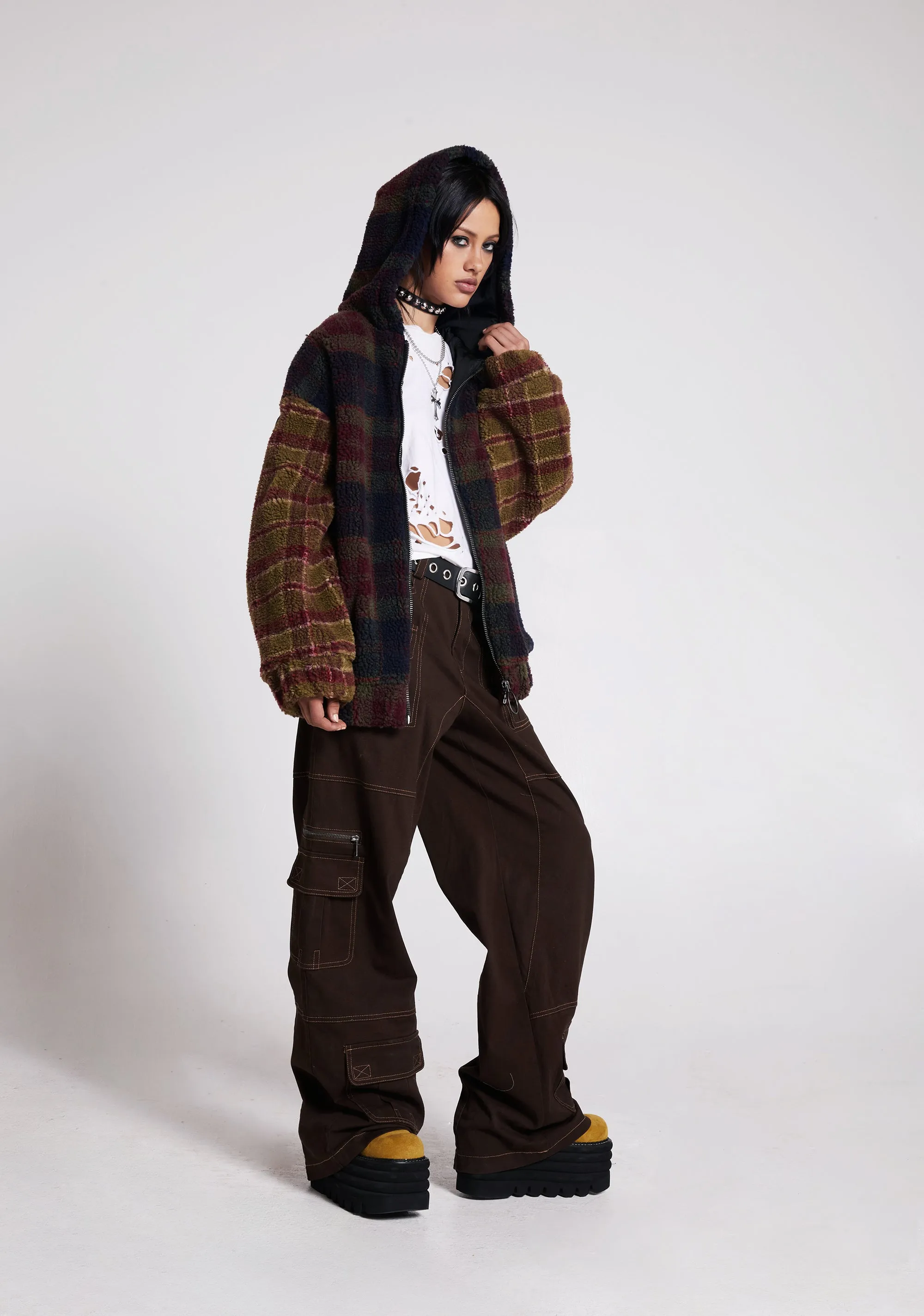 I Don’t Care Hooded Sherpa Jacket