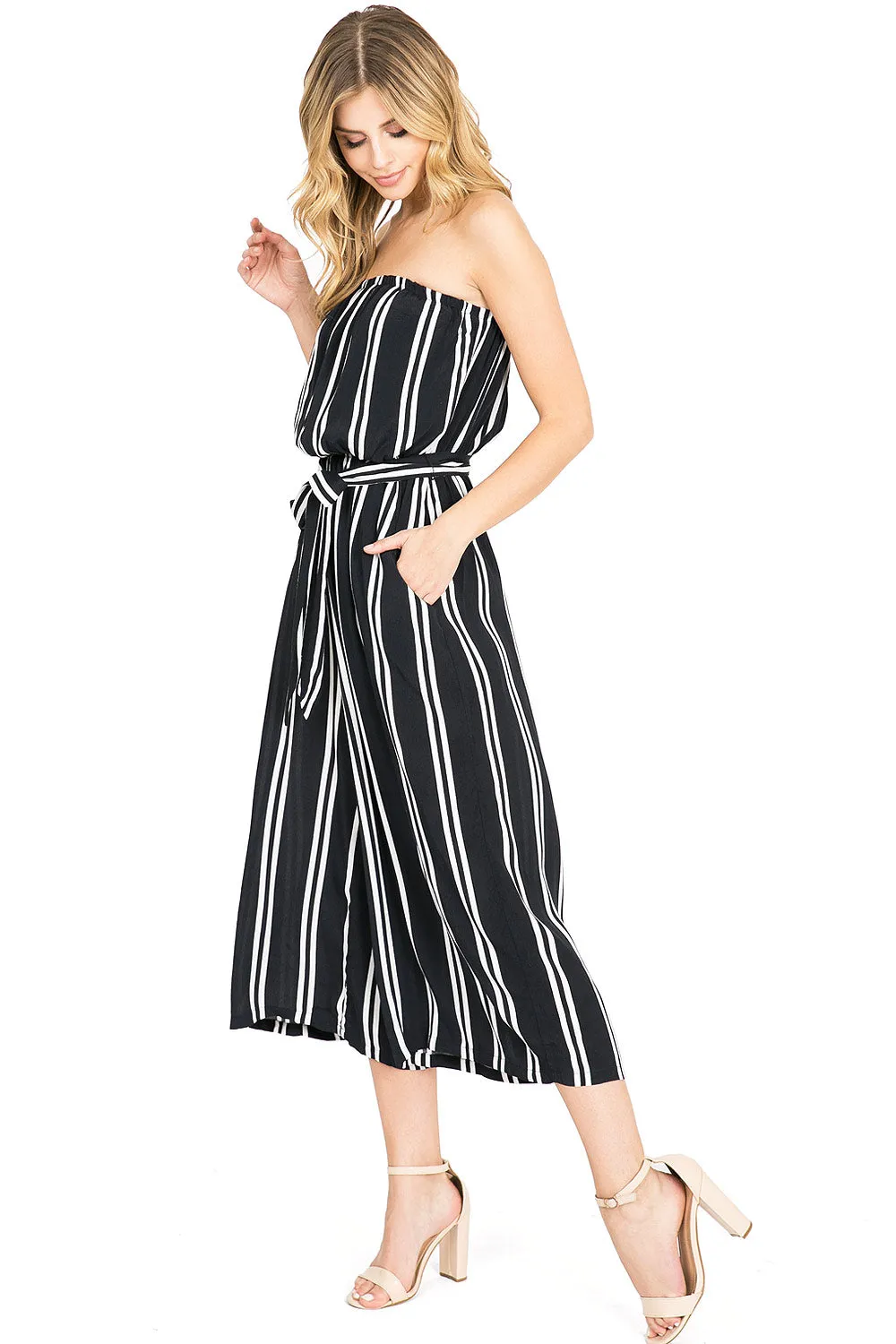 Jewels Stripe Culotte Jumpsuit