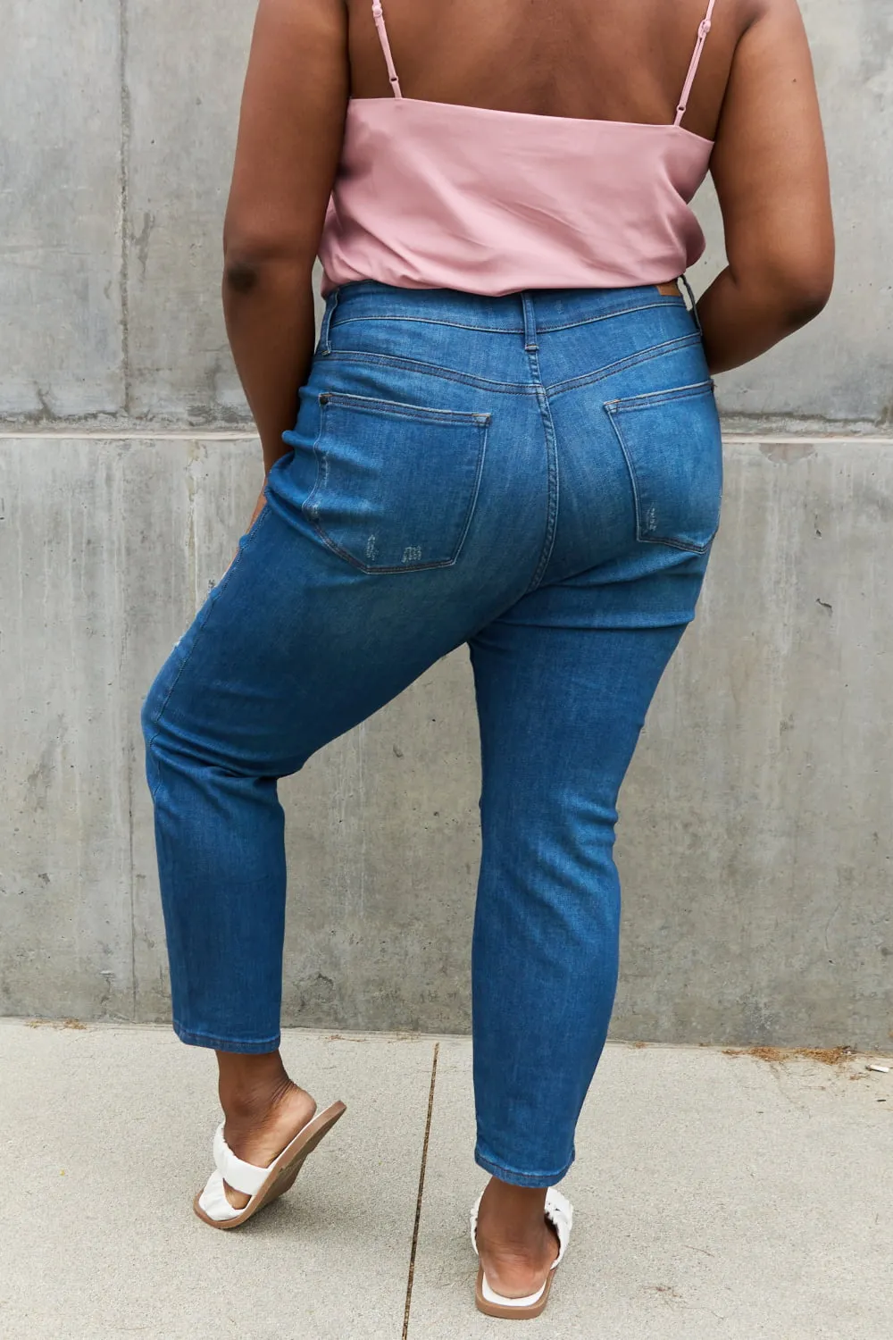 Judy Blue, High Waist Zigzag and Button Fly Destroyed Boyfriend Jeans