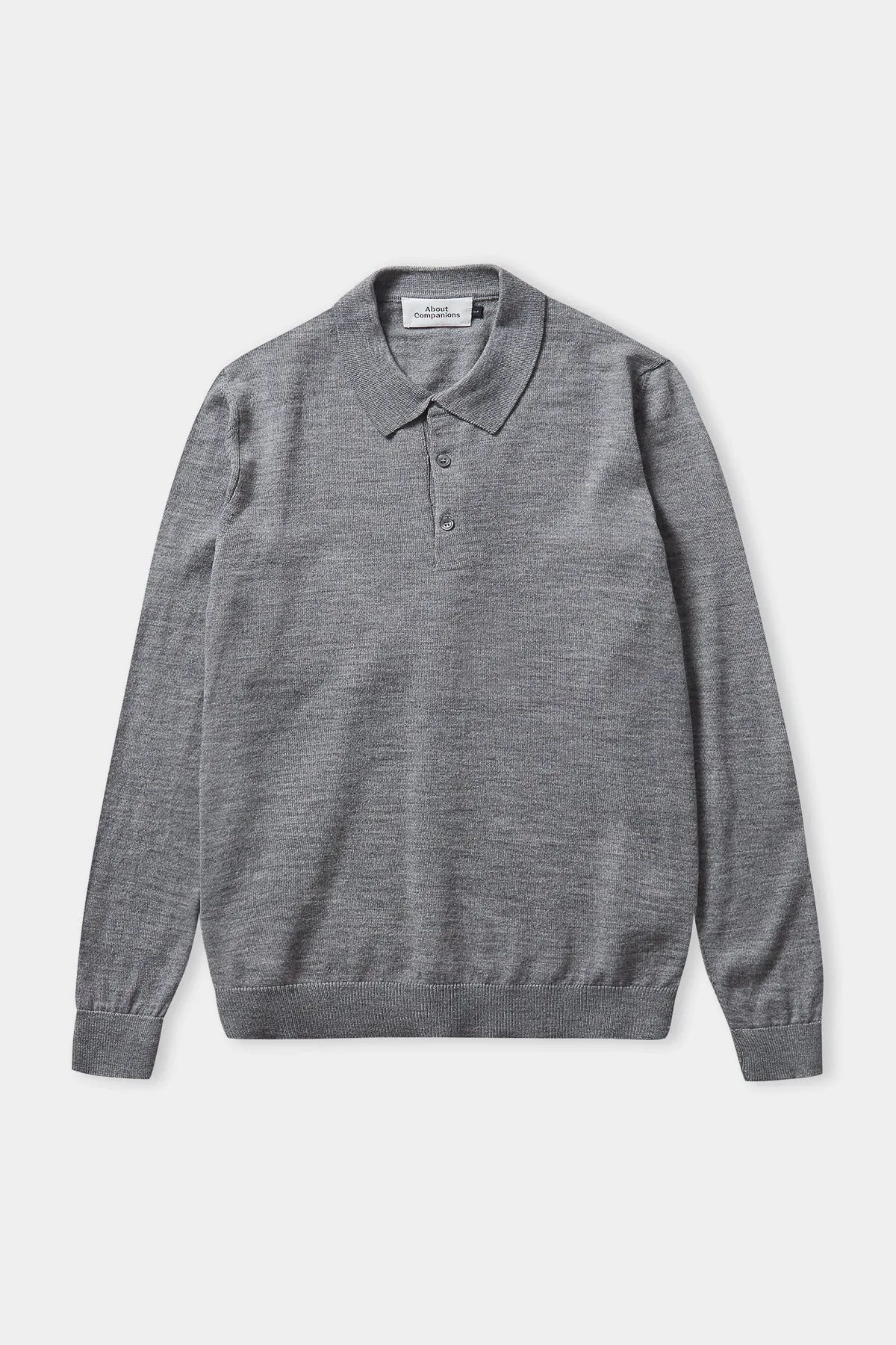KASPAR longsleeve polo eco merino melange grey