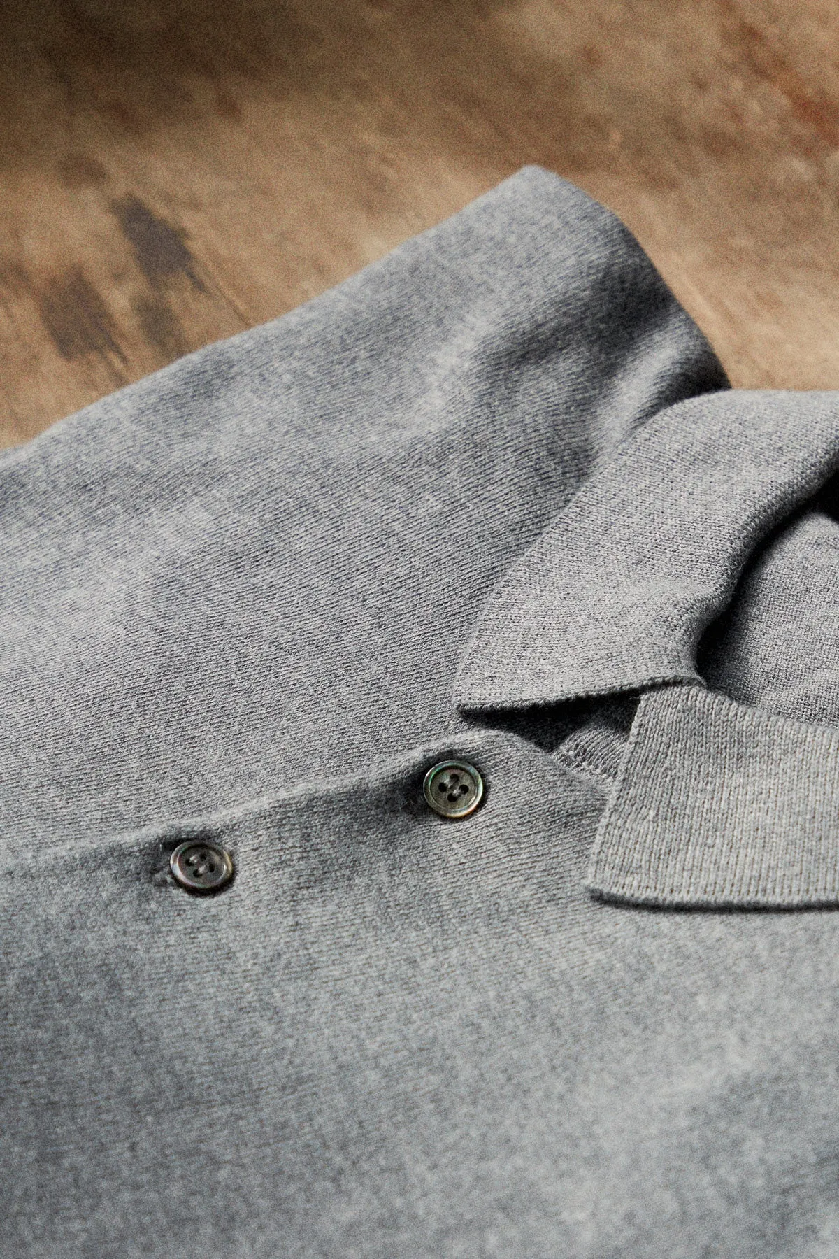 KASPAR longsleeve polo eco merino melange grey