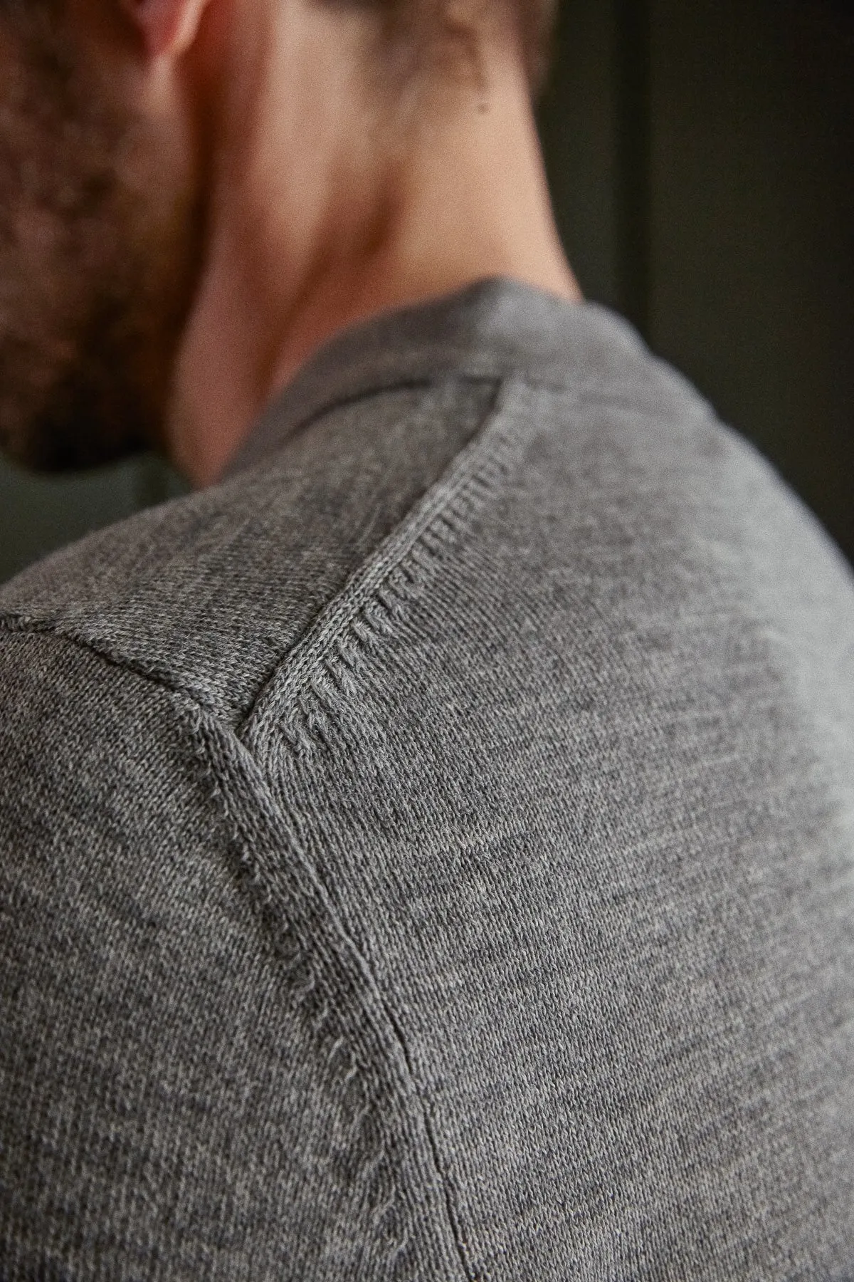 KASPAR longsleeve polo eco merino melange grey