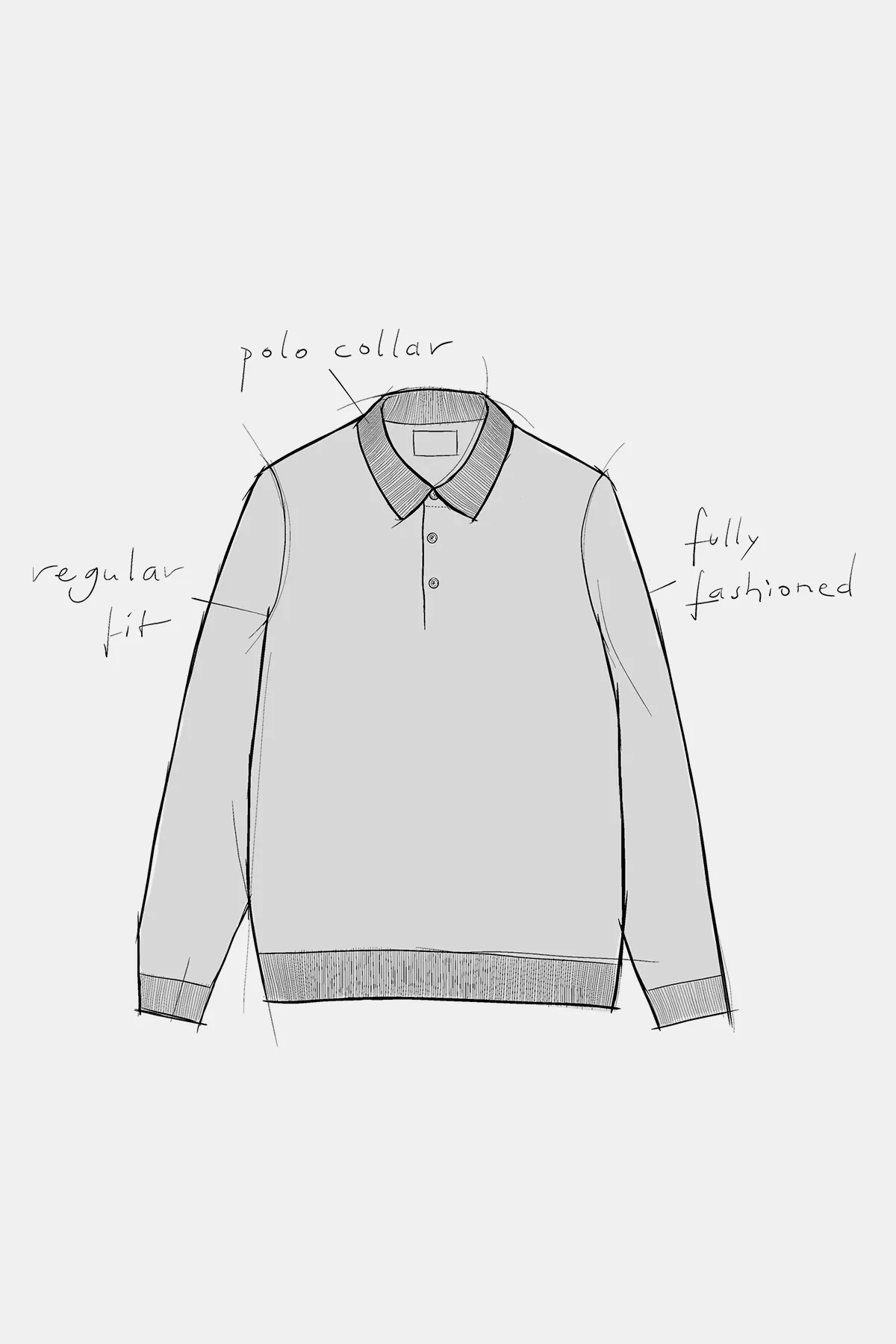 KASPAR longsleeve polo eco merino red