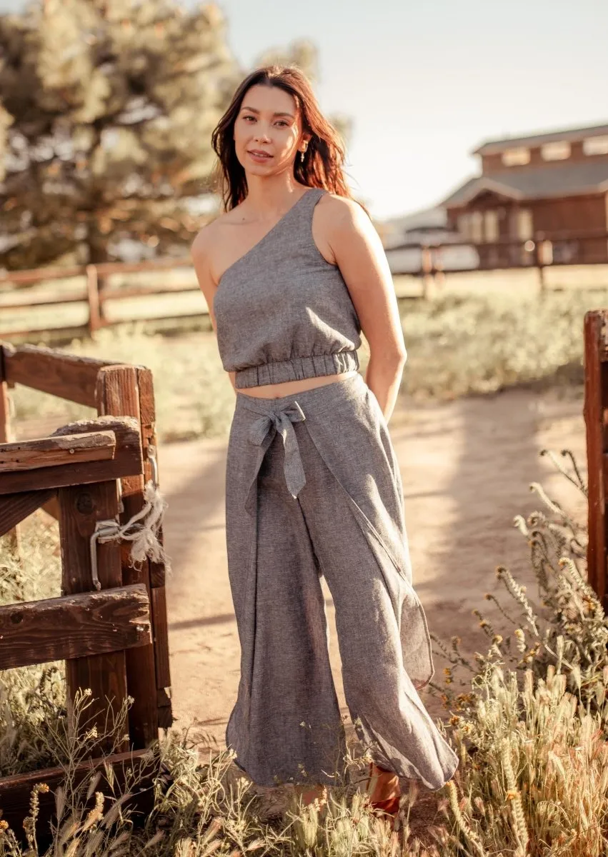 Kosal Hemp Wrap Cropped Pants in Grey