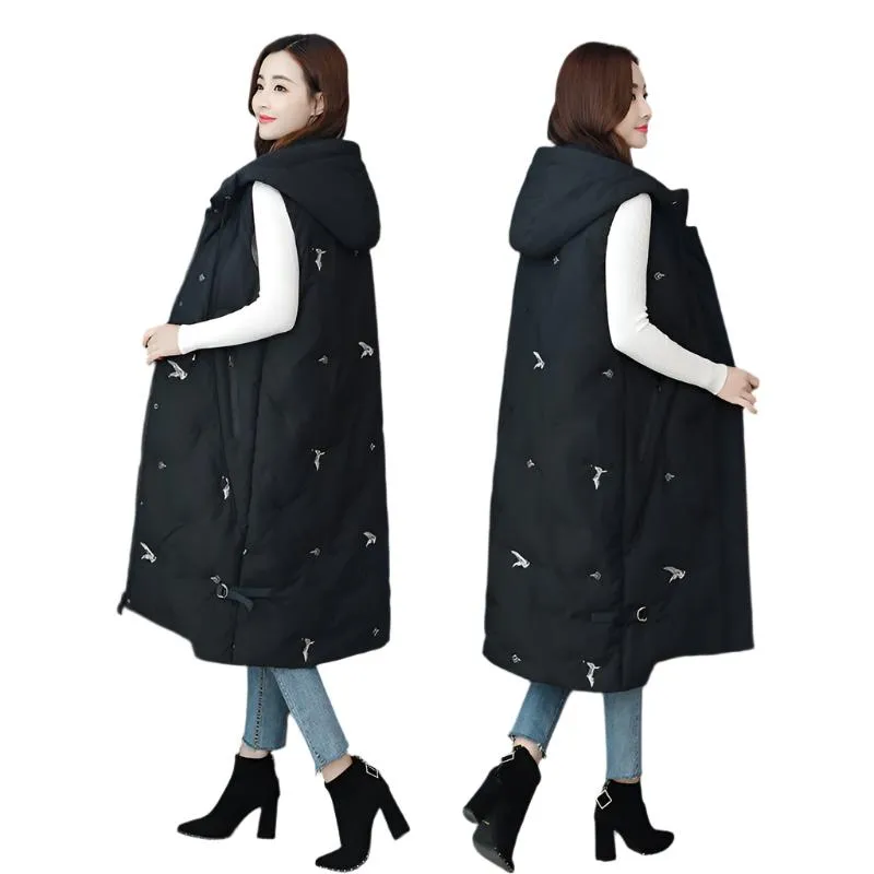 Ladies korean embroidered down cotton warm vest