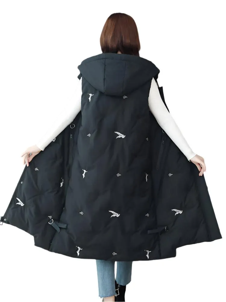 Ladies korean embroidered down cotton warm vest