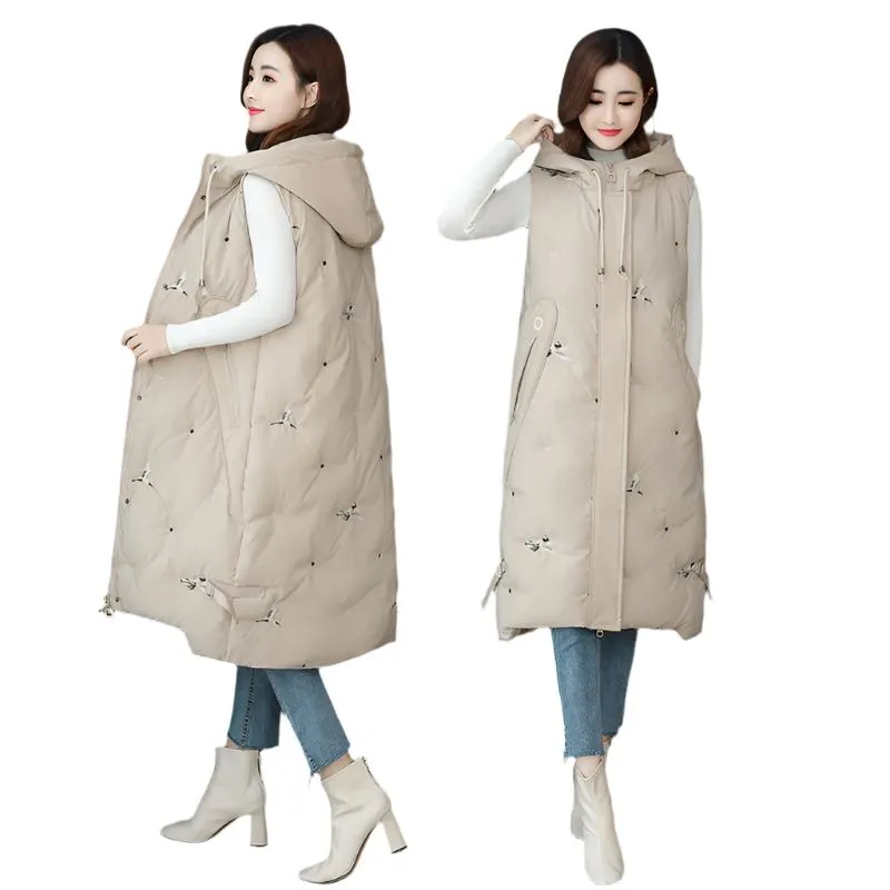 Ladies korean embroidered down cotton warm vest