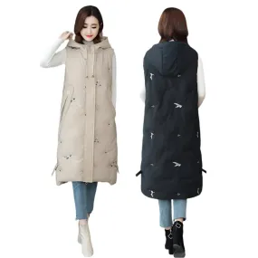Ladies korean embroidered down cotton warm vest