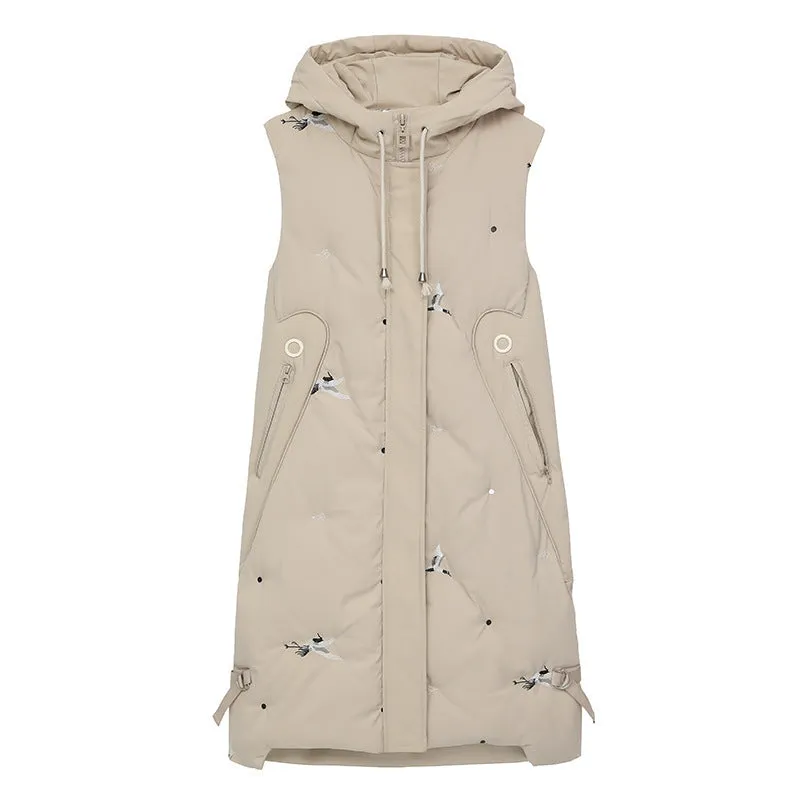 Ladies korean embroidered down cotton warm vest