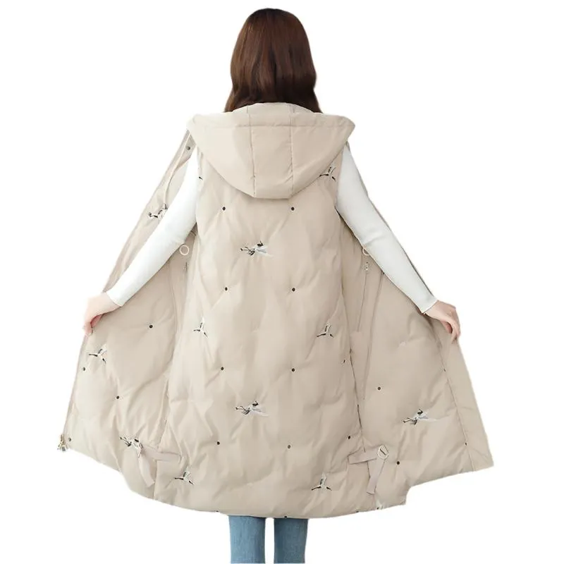 Ladies korean embroidered down cotton warm vest