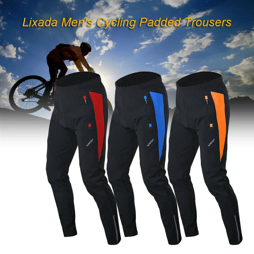 Lixada Men's Outdoor Cycling Pants Winter Thermal Breathable Comfortable Trousers with Padded Cushion Riding Sportswear