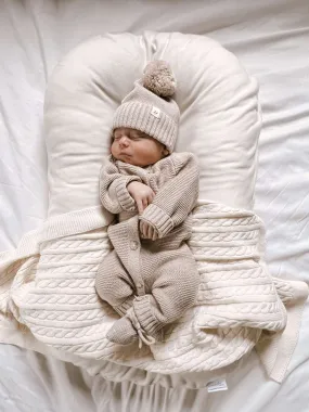Luna   Luca Classic Purl Knit Jumpsuit | Heather Beige