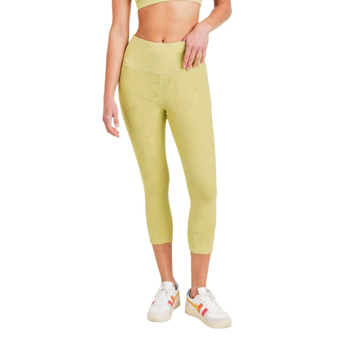 Mono B Textured with Flowers Tactel Capri 7/8 Legging APH8074
