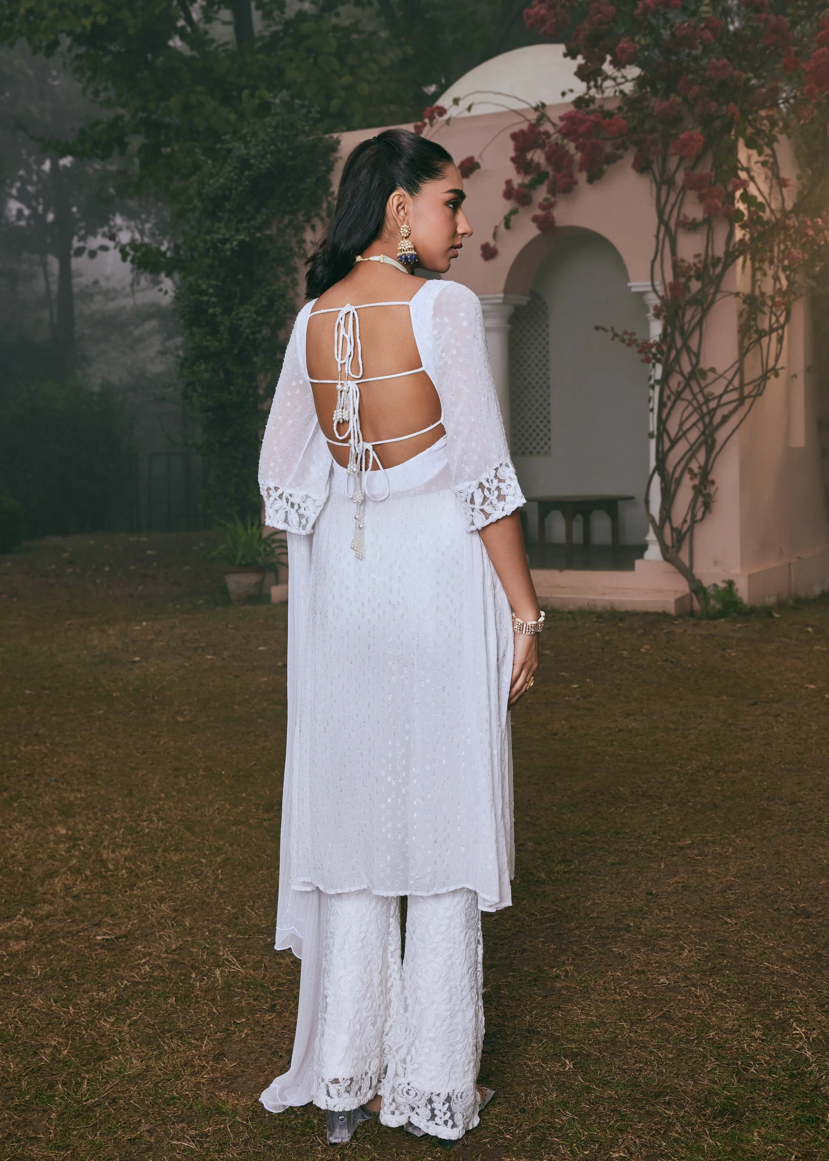 Nafisa White Georgette Anarkali Set