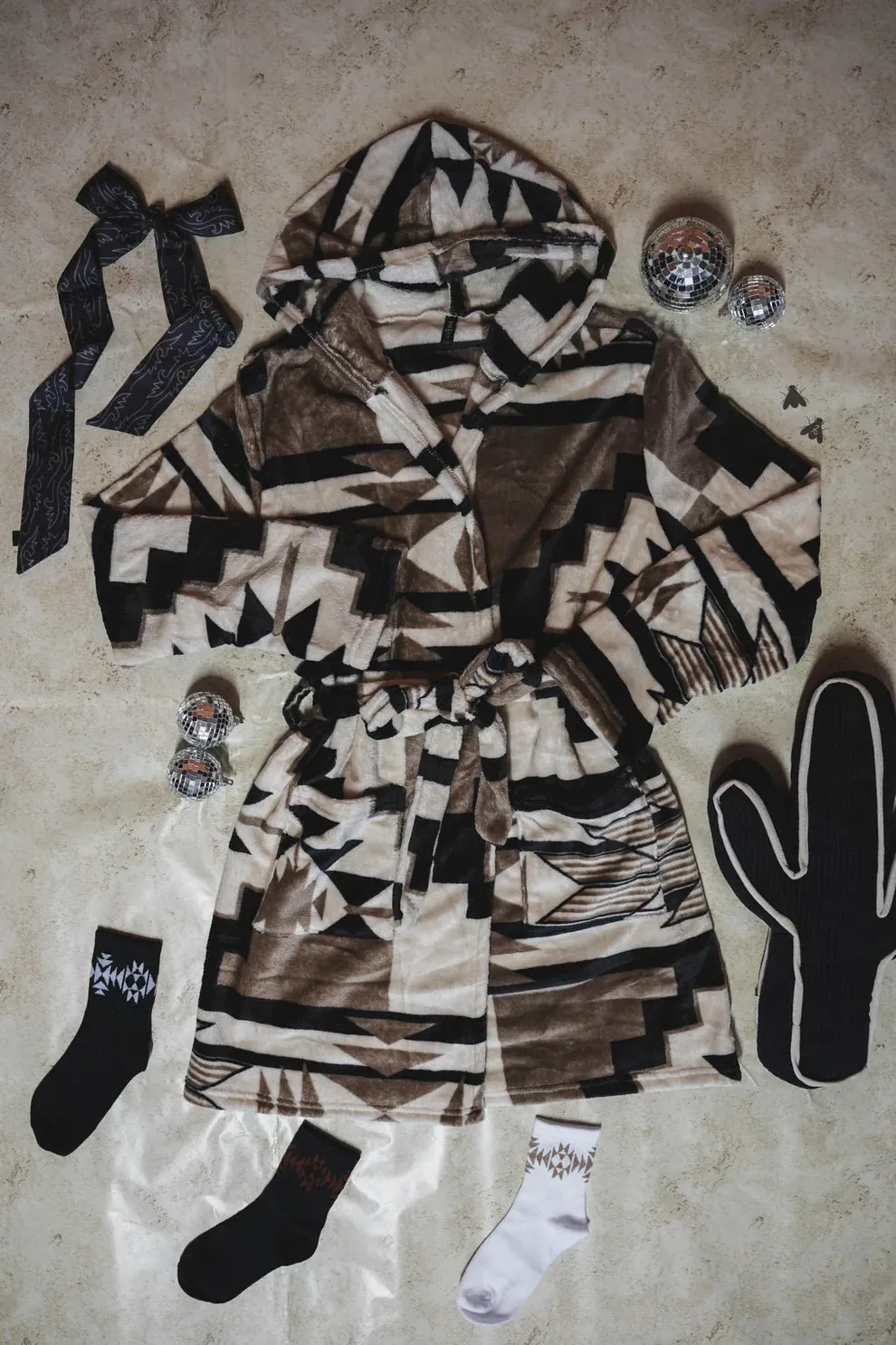 Neutral Aztec Wrap Robe