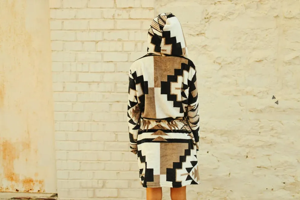 Neutral Aztec Wrap Robe