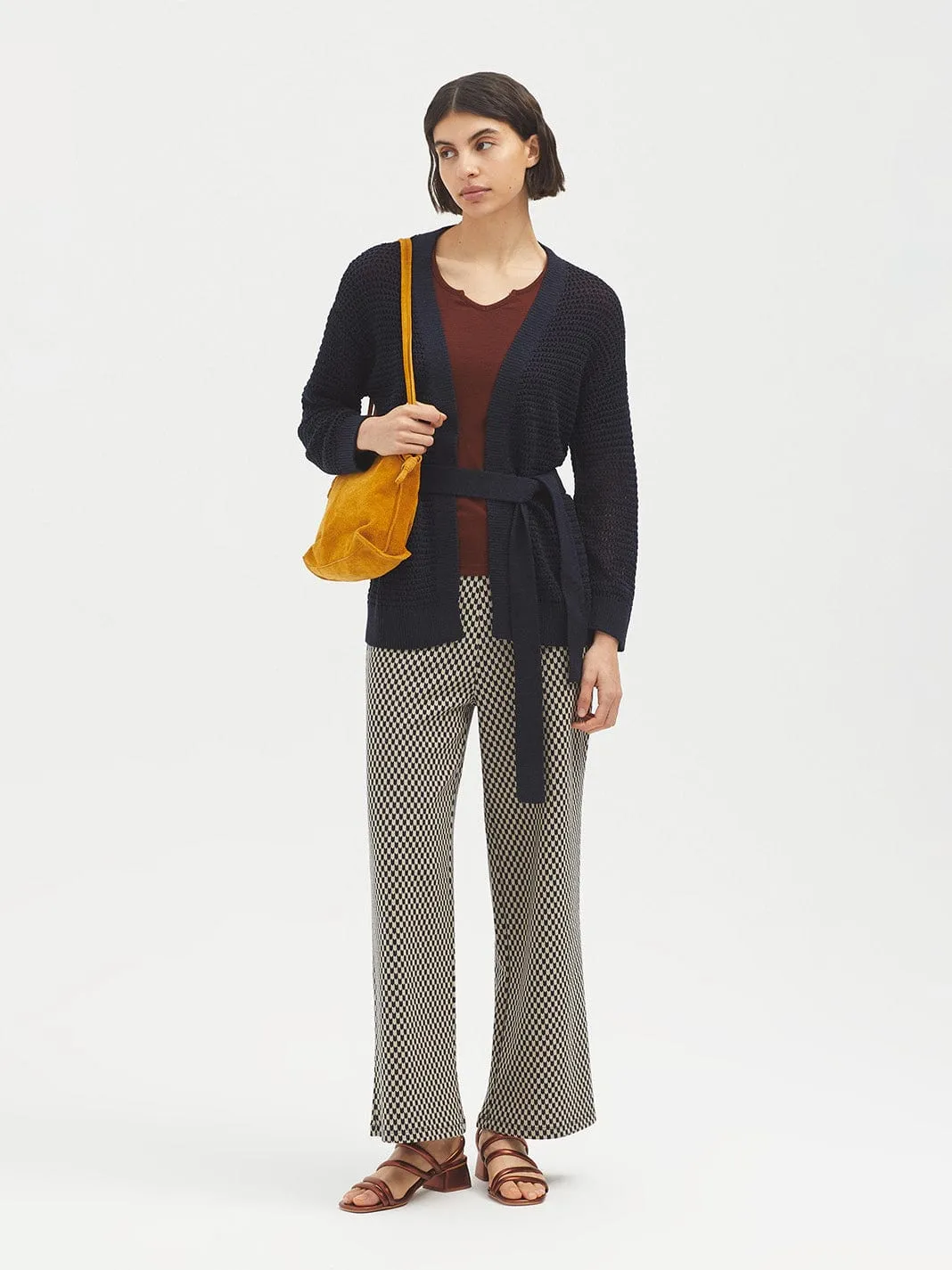 Nice Things Open Jacket With Belt Navy