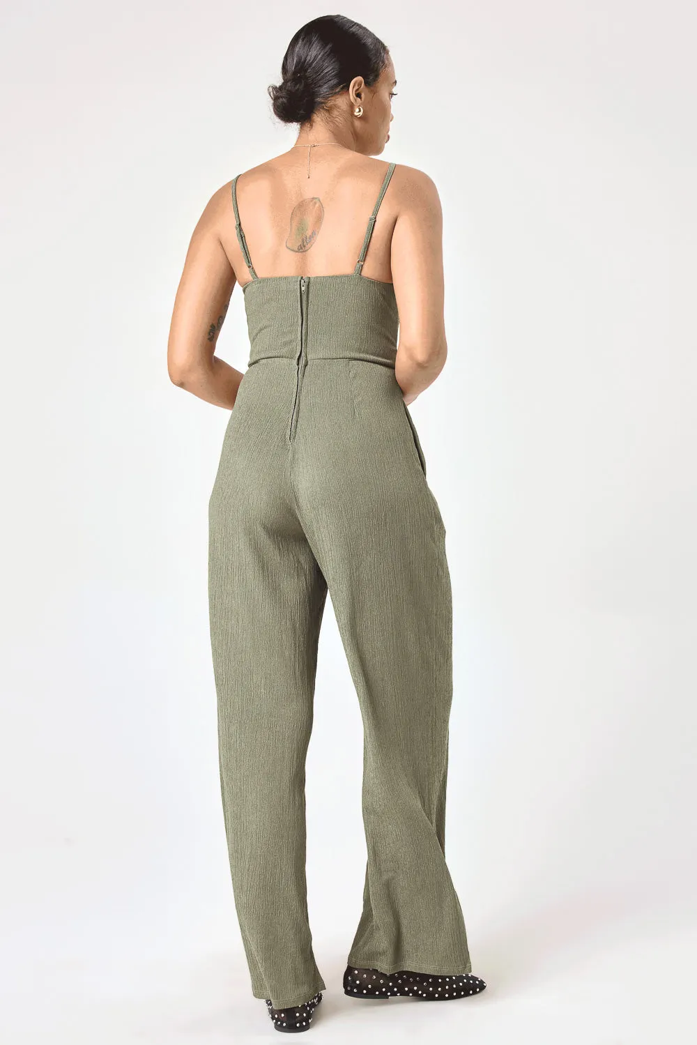 Olive Twist Crinkle Jumpsuit