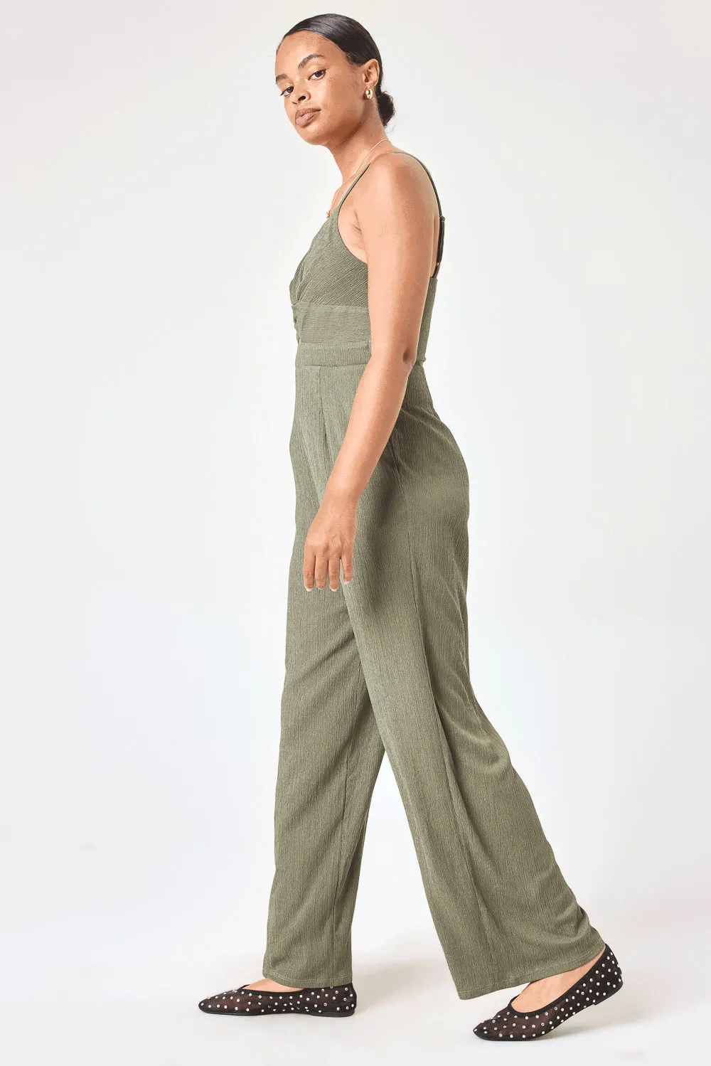 Olive Twist Crinkle Jumpsuit
