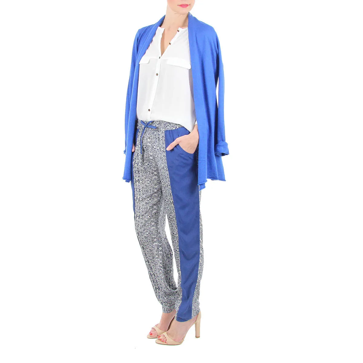 Orion Pant - Elastic Waist Pants in Blue Tribal Print