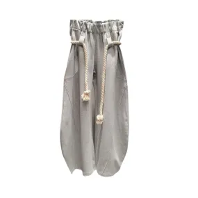 Pre Order:  Knitted Hemp Rope Waistband Loose Lantern Pants