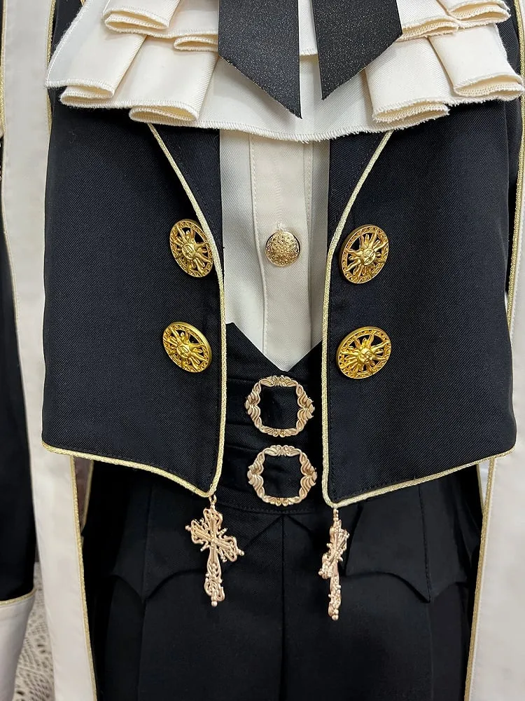 Prince Style Ouji Lolita Full Set Long Sleeves Shirt   Blazer Collar Coat   High Waist Pants