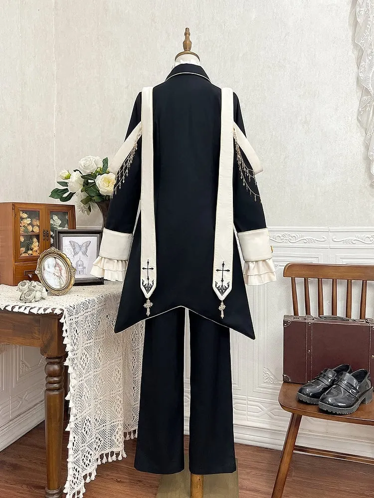 Prince Style Ouji Lolita Full Set Long Sleeves Shirt   Blazer Collar Coat   High Waist Pants
