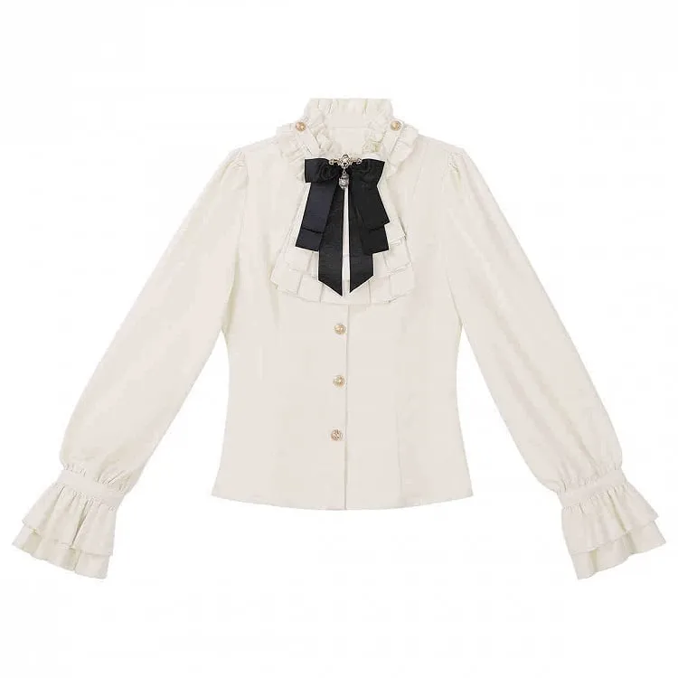 Prince Style Ouji Lolita Full Set Long Sleeves Shirt   Blazer Collar Coat   High Waist Pants