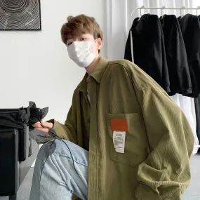 Privathinker Oversized Mens Corduroy Shirts Long Sleeve Vintage Blouse Casual Korean Style Male Autumn Cardigan Fashion Clothing