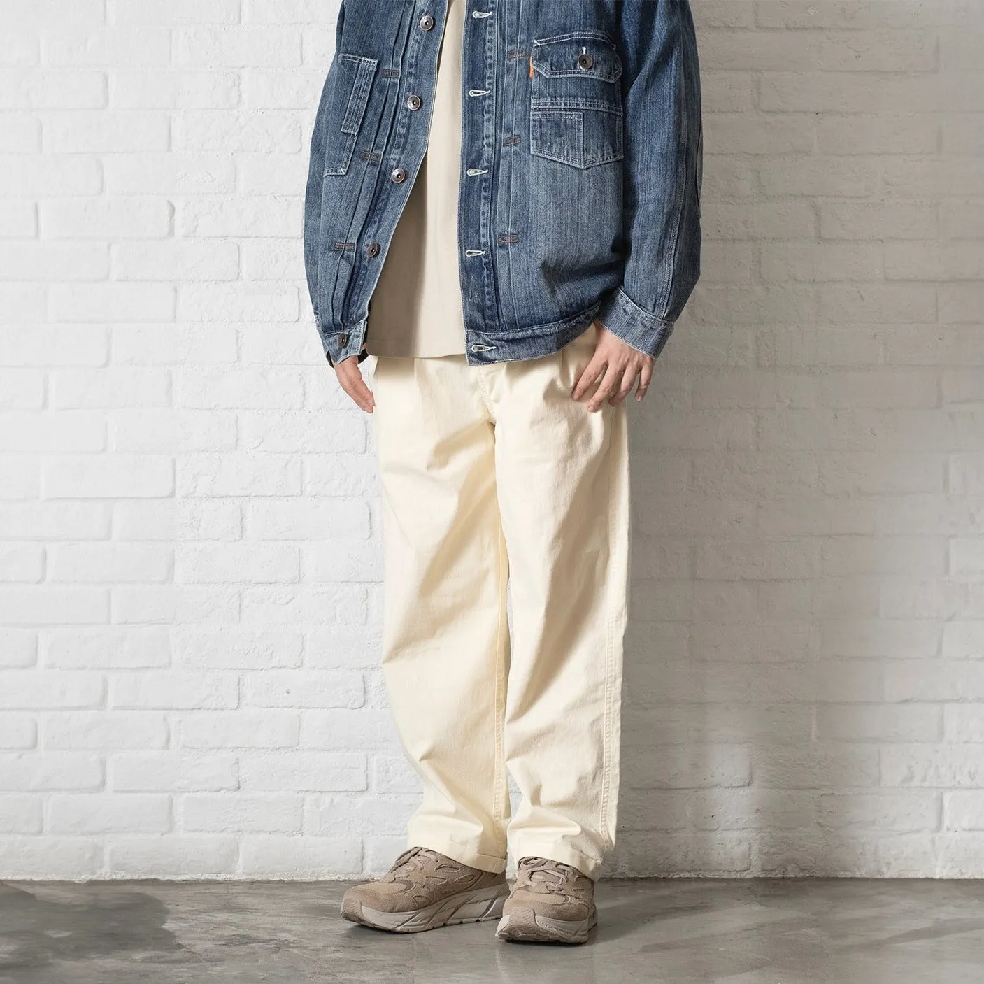 (PT342) 2 Tucks Cotton Twill Pants